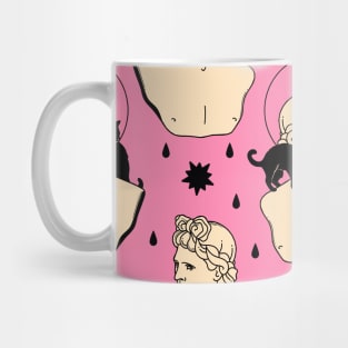 Greek God Black Cat Pattern in pink Mug